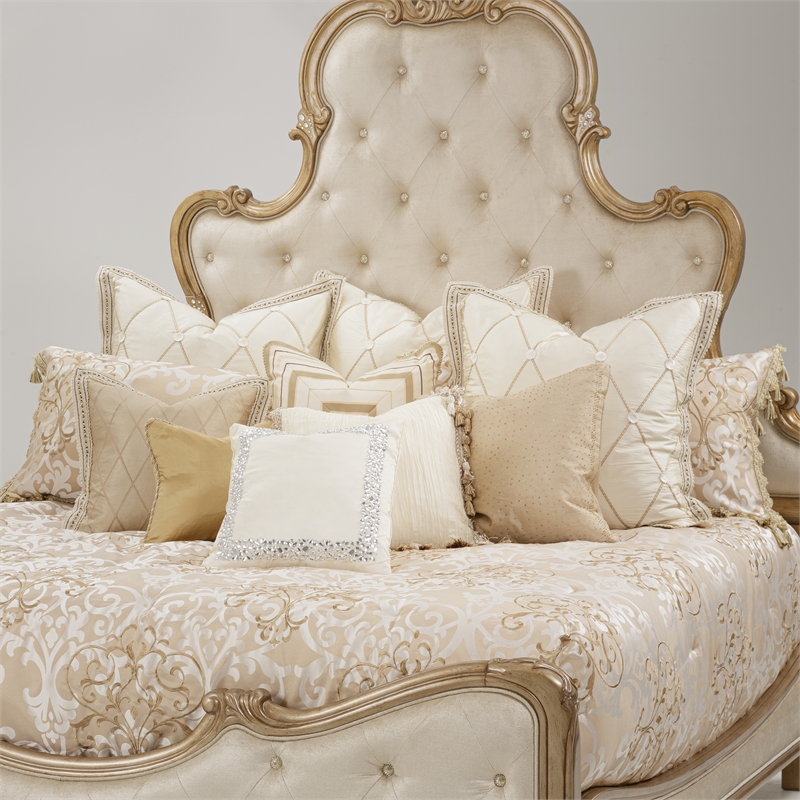 Michael Amini Luxembourg 13-piece Fabric King Comforter Set in Cream/Gold