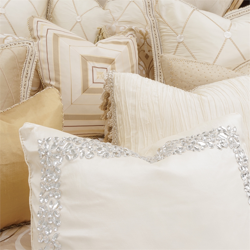 Michael Amini Luxembourg 13-piece Fabric King Comforter Set in Cream/Gold