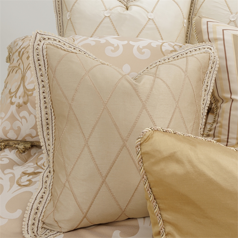 Michael Amini Luxembourg 13-piece Fabric King Comforter Set in Cream/Gold