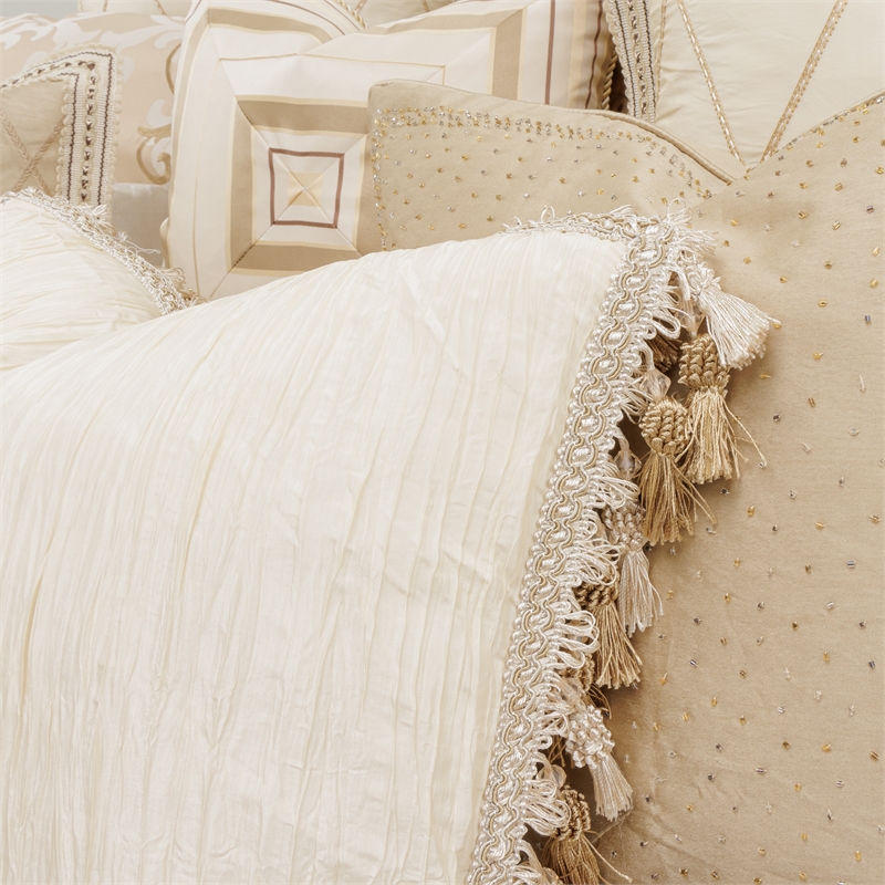 Michael Amini Luxembourg 13-piece Fabric King Comforter Set in Cream/Gold