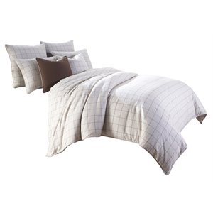 Michael Amini Manchester 7-Piece Queen Cotton & Linen Duvet Set in Cream