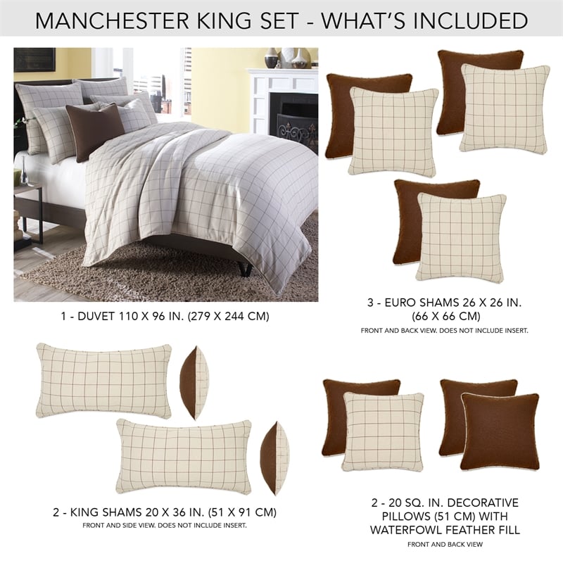 Michael Amini Manchester 8-Piece Cotton & Linen King Duvet Set in Cream