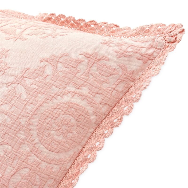 Michael Amini McKinley 2-piece Jacquard Cotton Twin Duvet Set in Quartz Pink
