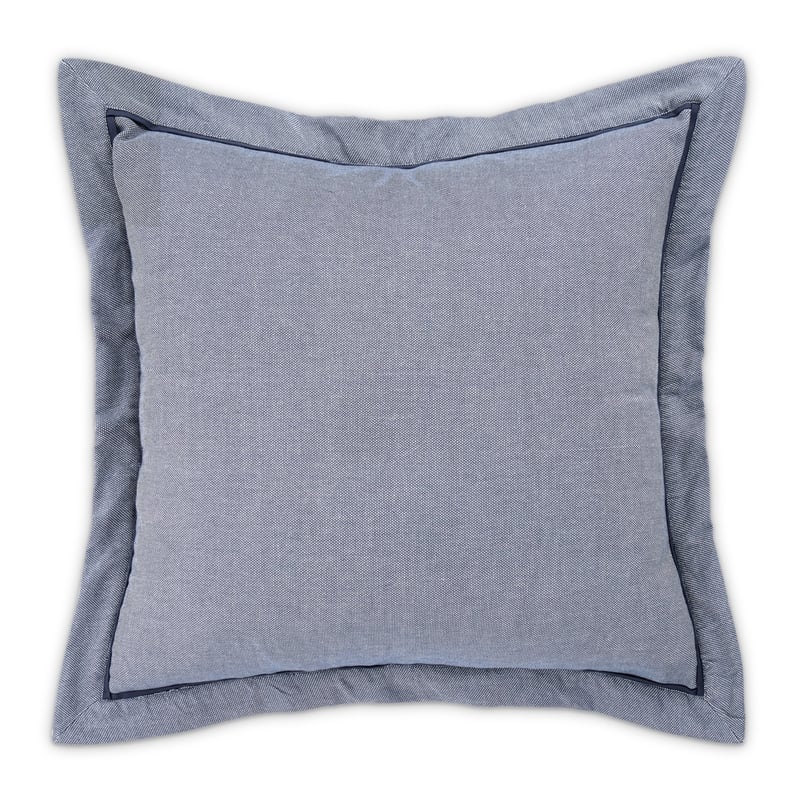 Michael Amini Mills 7-piece Oversized Cotton Queen Duvet Set in Denim Blue