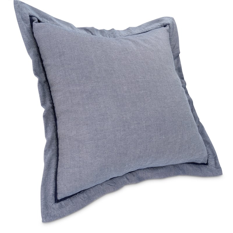 Michael Amini Mills 7-piece Oversized Cotton Queen Duvet Set in Denim Blue