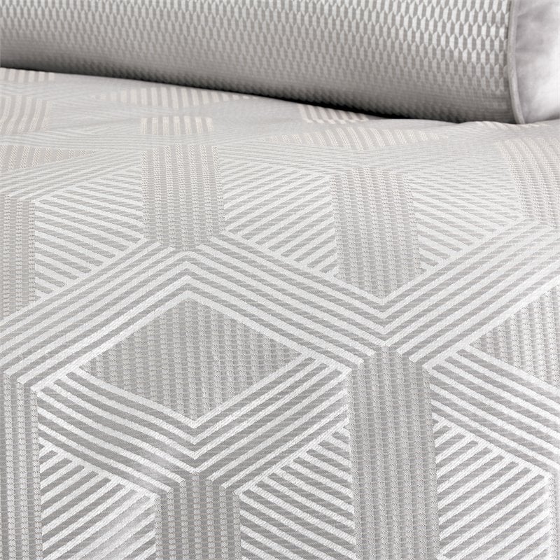 Michael Amini Nouveau 9-piece Feather Fill Fabric Queen Duvet Set in Dove Gray