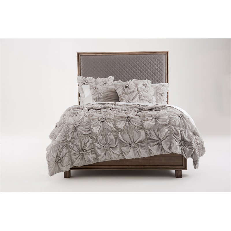Michael Amini Savanna 5-piece Flower Cotton Queen Comforter Set in Stone
