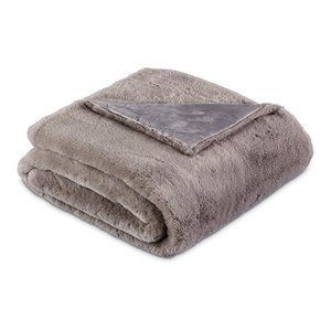 Michael Amini Hopps 54&quot x 72&quot Plush Faux Fur Fabric Throw - Platinum Gray