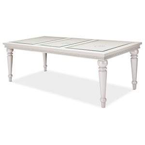 Michael Amini Glimmering Heights Contemporary Wood & Glass Dining Table in Ivory