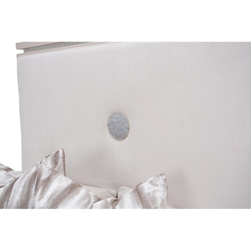 Michael Amini Glimmering Heights Wood Cal King Upholstered Bed in Ivory