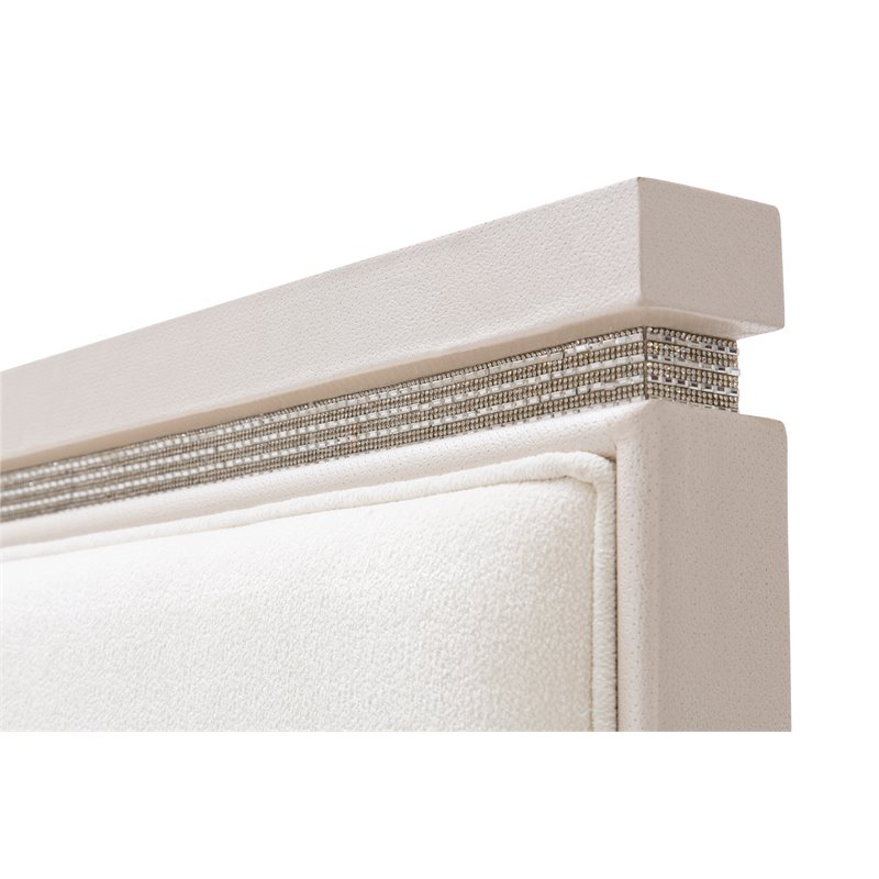 Michael Amini Glimmering Heights Wood Cal King Upholstered Bed in Ivory
