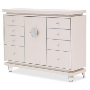 Michael Amini Glimmering Heights Upholstered Wood & Vinyl Dresser in Ivory