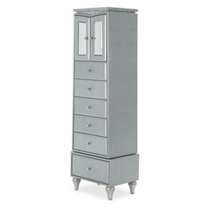 Michael Amini Melrose Plaza Wood & Glass Swivel Lingerie Chest in Dove Gray