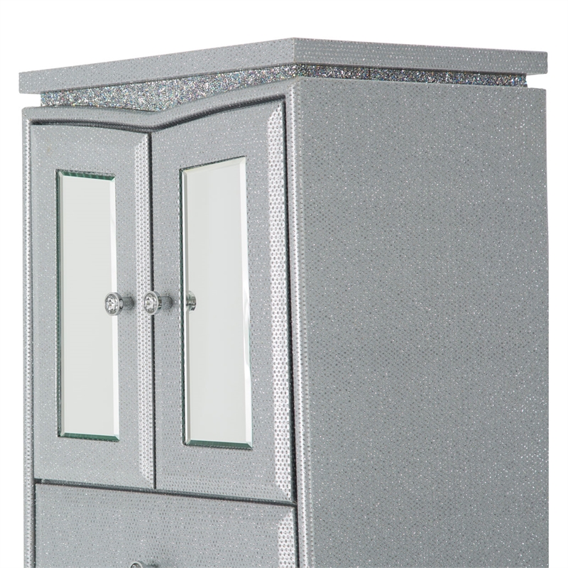 Michael Amini Melrose Plaza Wood & Glass Swivel Lingerie Chest in Dove Gray