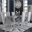 Michael Amini Melrose Plaza Rectangular Vinyl Dining Table in Dove Gray