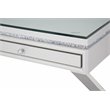 Michael Amini Melrose Plaza Contemporary Wood & Glass Writing Desk in Dove Gray