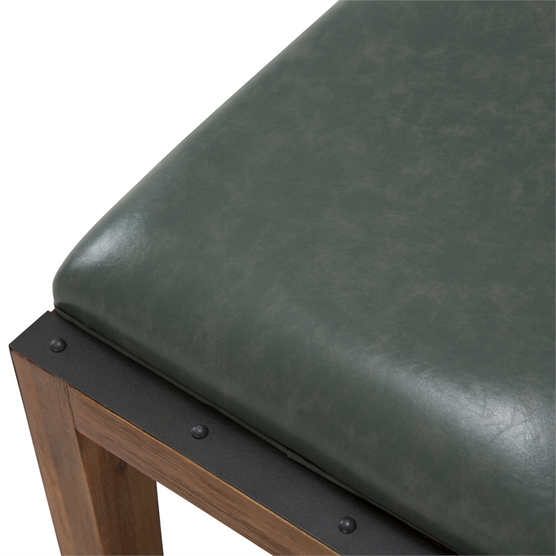 Michael Amini Brooklyn Walk Faux Leather Dining Bench in Gray & Burnt Umber