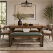 Michael Amini Brooklyn Walk Faux Leather Dining Bench in Gray & Burnt Umber
