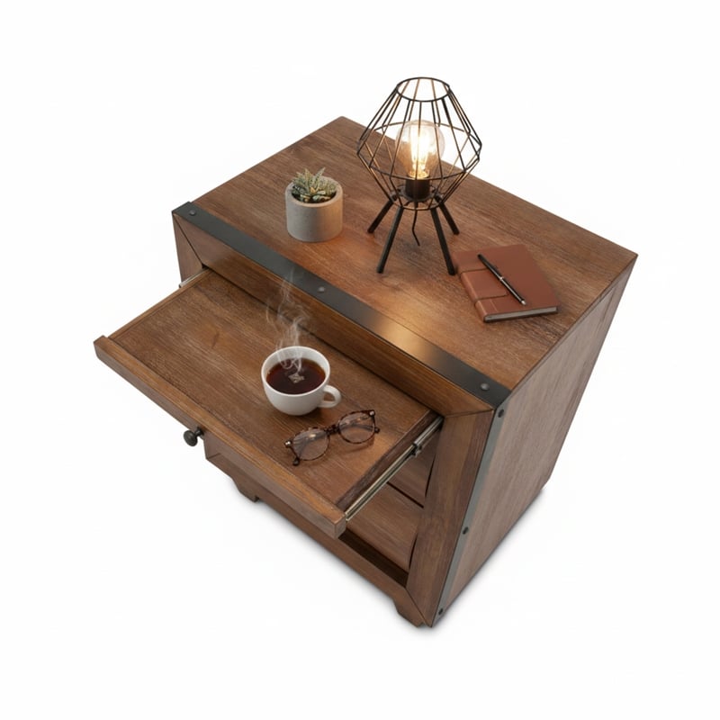 Michael Amini Brooklyn Walk Wood Nightstand - Burnt Umber Brown