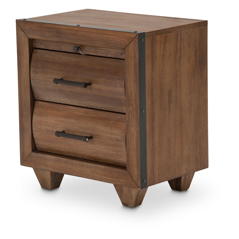 Michael Amini Brooklyn Walk Wood Nightstand - Burnt Umber Brown
