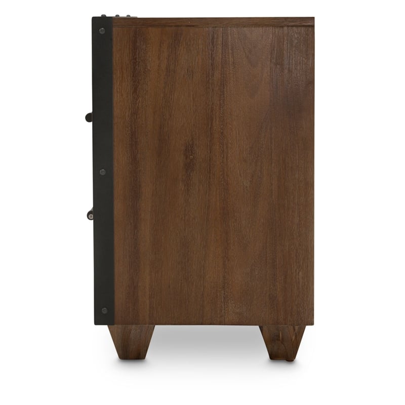 Michael Amini Brooklyn Walk Wood Nightstand - Burnt Umber Brown