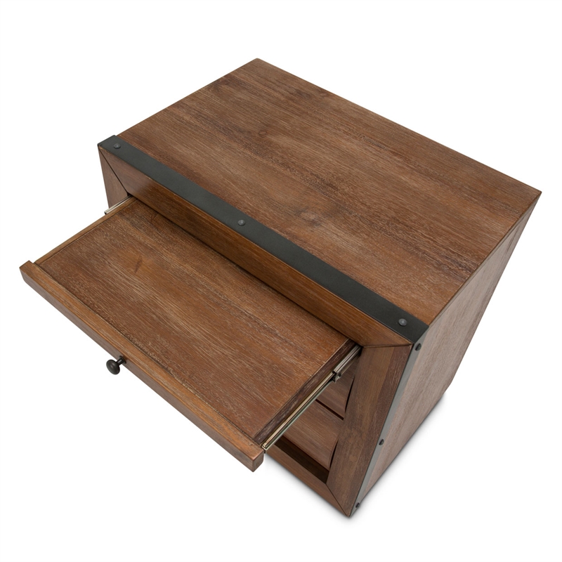 Michael Amini Brooklyn Walk Wood Nightstand - Burnt Umber Brown