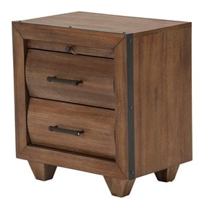 Michael Amini Brooklyn Walk Wood Nightstand - Burnt Umber Brown