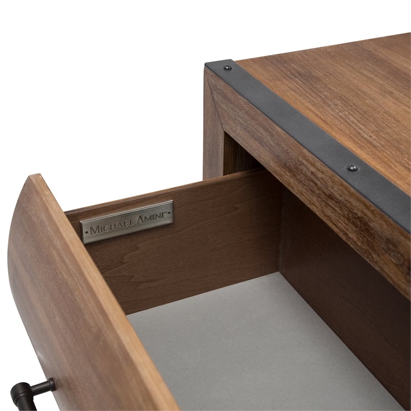 Michael Amini Brooklyn Walk Wood & Metal Dresser - Burnt Umber Brown