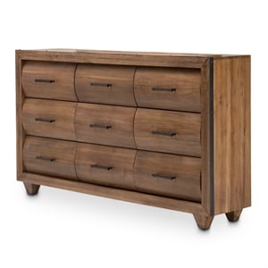 Michael Amini Brooklyn Walk Wood & Metal Dresser - Burnt Umber Brown