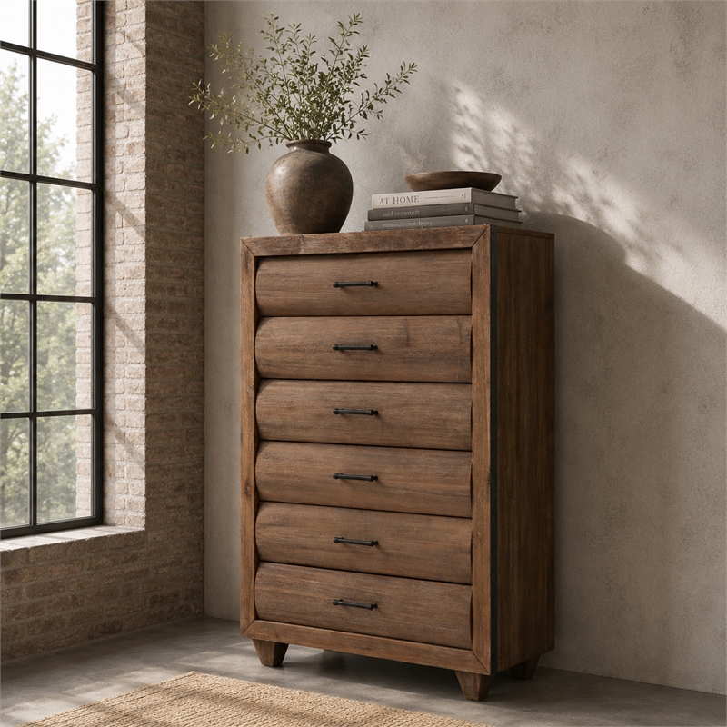 Michael Amini Brooklyn Walk 6-Drawer Wood Chest - Burnt Umber Brown