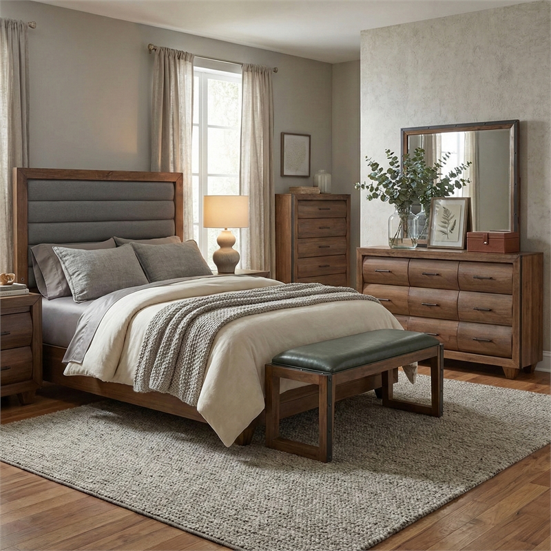 Michael Amini Brooklyn Walk 6-Drawer Wood Chest - Burnt Umber Brown