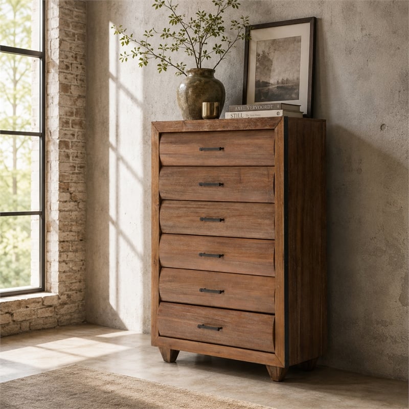 Michael Amini Brooklyn Walk 6-Drawer Wood Chest - Burnt Umber Brown
