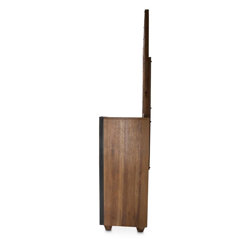 Michael Amini Brooklyn Walk Wood Dresser with Mirror - Burnt Umber Brown