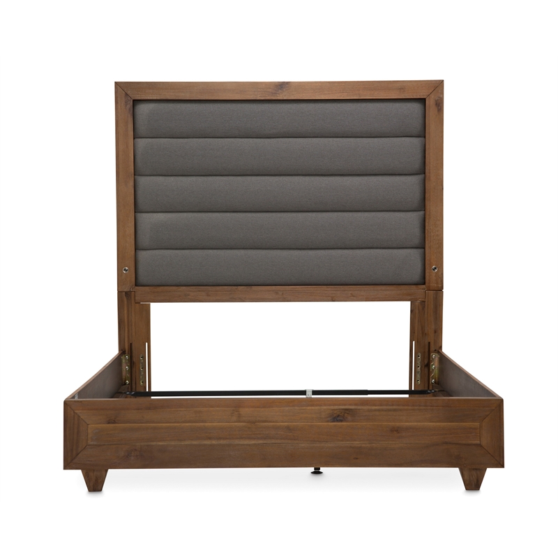 Michael Amini Brooklyn Walk Queen Panel Bed - Gray/Burnt Umber