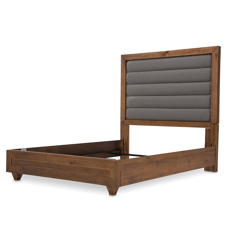 Michael Amini Brooklyn Walk Eastern King Tufted Panel Bed - Gray
