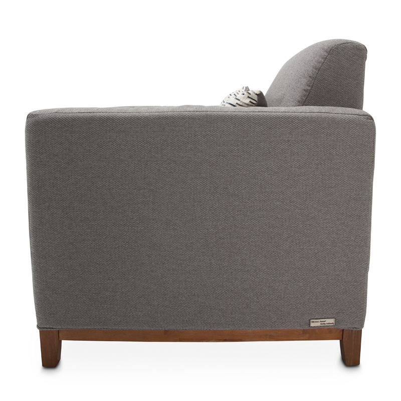 Michael Amini Brooklyn Walk Wood & Fabric Accent Chair in Gunmetal Gray