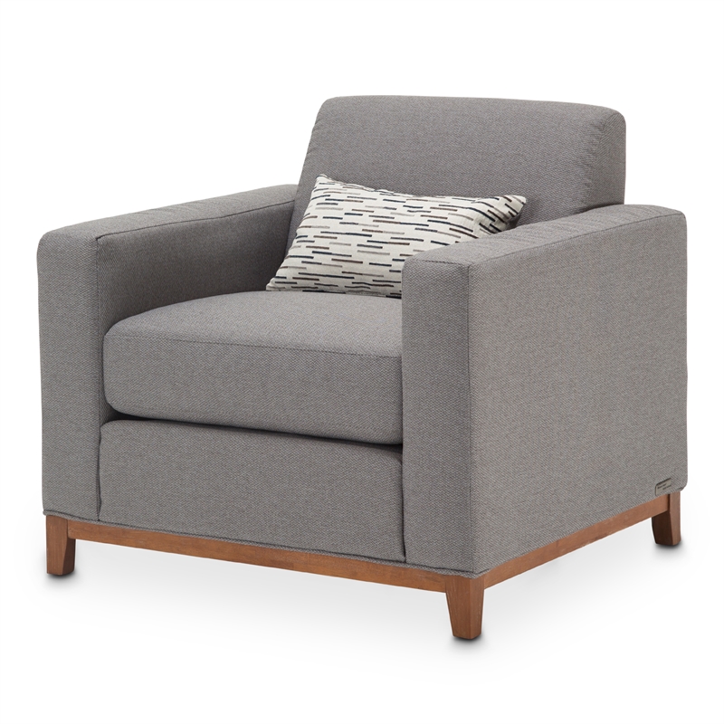 Michael Amini Brooklyn Walk Wood & Fabric Accent Chair in Gunmetal Gray