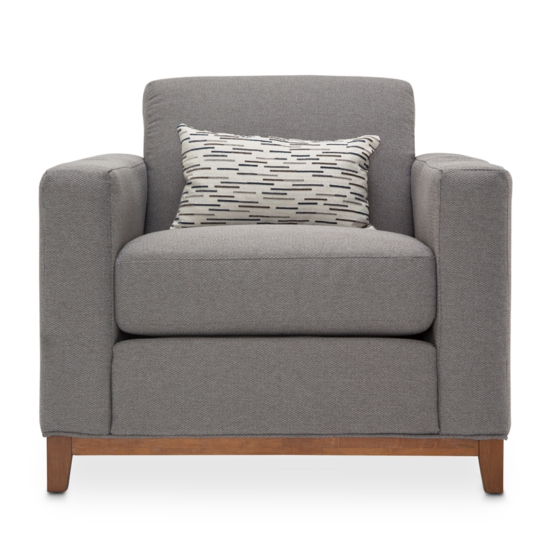 Michael Amini Brooklyn Walk Wood & Fabric Accent Chair in Gunmetal Gray