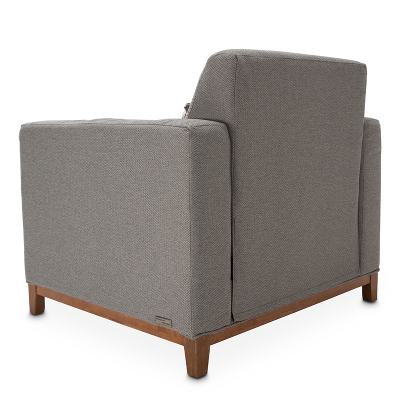 Michael Amini Brooklyn Walk Wood & Fabric Accent Chair in Gunmetal Gray