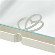 Michael Amini Camden Court Wood & Glass End Table in Ivory Pearl & Taupe