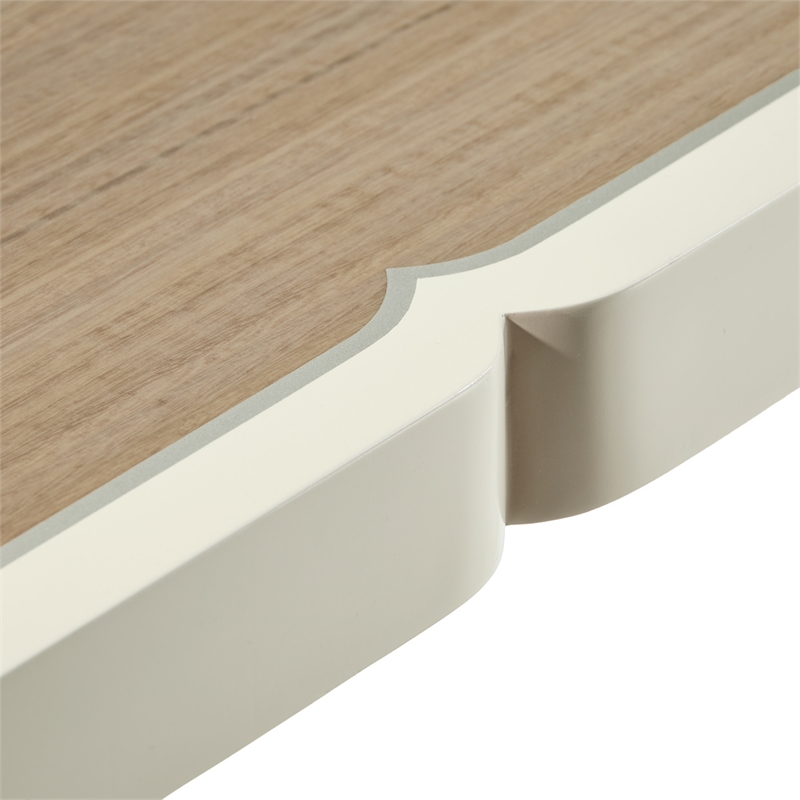 Michael Amini Camden Court Wood & Glass End Table in Ivory Pearl & Taupe