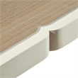 Michael Amini Camden Court Wood & Glass End Table in Ivory Pearl & Taupe