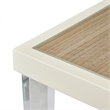 Michael Amini Camden Court Wood & Glass End Table in Ivory Pearl & Taupe