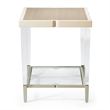 Michael Amini Camden Court Wood & Glass End Table in Ivory Pearl & Taupe