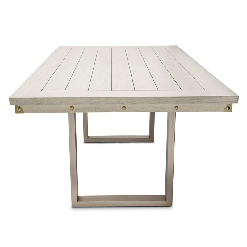 Michael Amini Menlo Station Rectangular Wood & Metal Dining Table in Vanilla