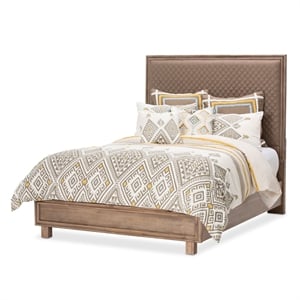 Michael Amini Hudson Ferry Queen  Panel Bed in Autumn Brown