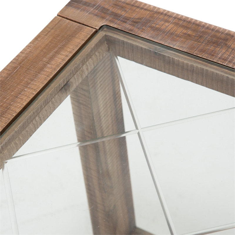 Michael Amini Hudson Ferry Acacia Wood End Table - Driftwood Brown