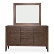 Michael Amini Carrollton Wood & Glass Sideboard w/ Mirror in Rustic Ranch Brown