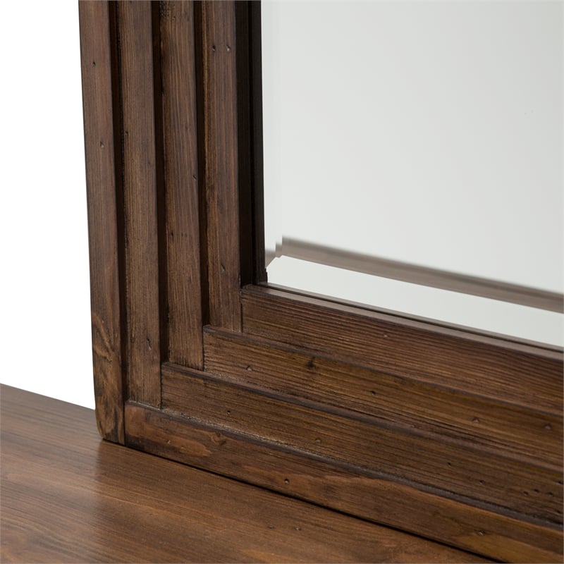 Michael Amini Carrollton Wood & Glass Sideboard w/ Mirror in Rustic Ranch Brown