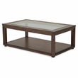 Michael Amini Carrollton Rectangular Wood & Glass Coffee Table in Rustic Brown